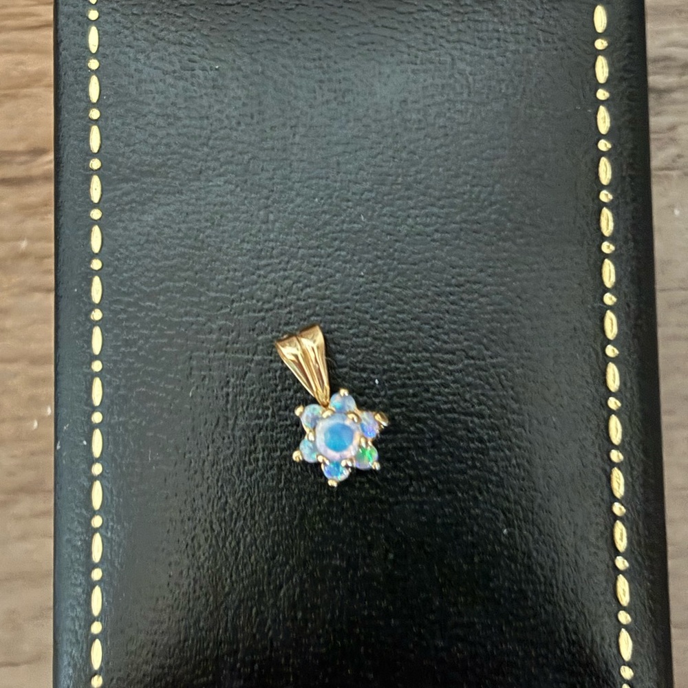 Gold and Opal Cluster Pendant